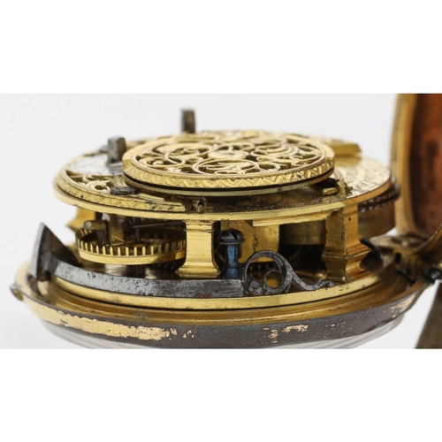 21 - J. Bailey, London - English 18th century gilt metal and tortoiseshell pair cased verge pocket watch,... 