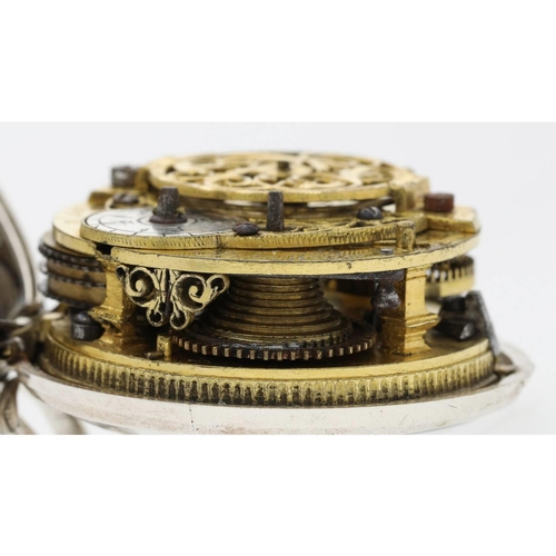 38 - John Wilter, London - George II English silver repoussé pair cased verge pocket watch, London 1759, ... 