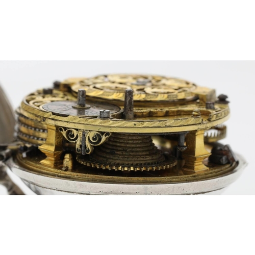 40 - Charles Cabrier, London - 18th century silver pair case verge pocket watch, signed fusee movement, w... 