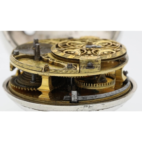 40 - Charles Cabrier, London - 18th century silver pair case verge pocket watch, signed fusee movement, w... 