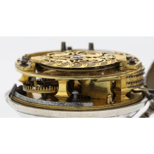 40 - Charles Cabrier, London - 18th century silver pair case verge pocket watch, signed fusee movement, w... 