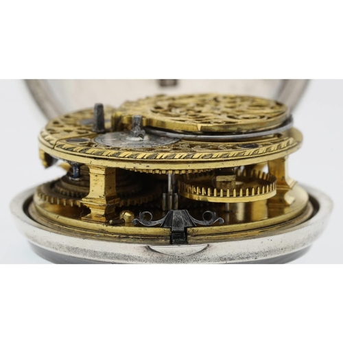 48 - William Presbury, Coventry - English 18th century silver pair cased verge pocket watch, London 1763,... 