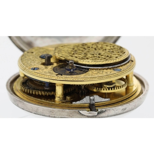 53 - G. Cummings, Dublin - late 18th century Irish silver pair cased verge pocket watch, Birmingham 1795,... 