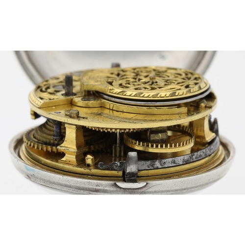 54 - Nath'l Egdch, London - George III silver repoussé pair cased verge pocket watch for the Dutch market... 