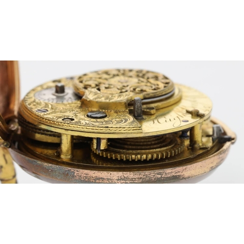 56 - Hugh Bayliss, London - late 18th century English gilt-metal and horn pair cased verge pocket watch, ... 