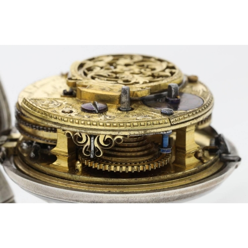 57 - Archibald Lawrie, Carlisle - mid-18th century English silver pair cased verge pocket watch, signed f... 