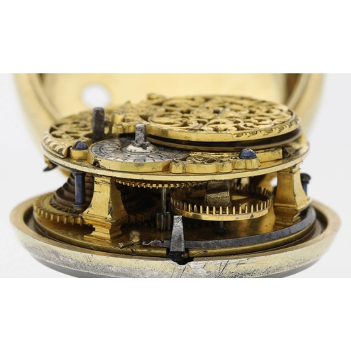 67 - Henry King, London - 18th century English gilt pair cased verge pocket watch, signed fusee movement,... 