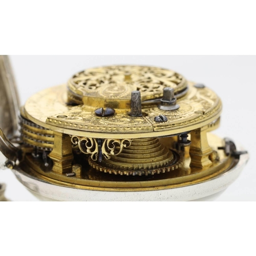 82 - John Hondun, London - English 18th century silver pair cased verge pocket watch, London 1780, signed... 