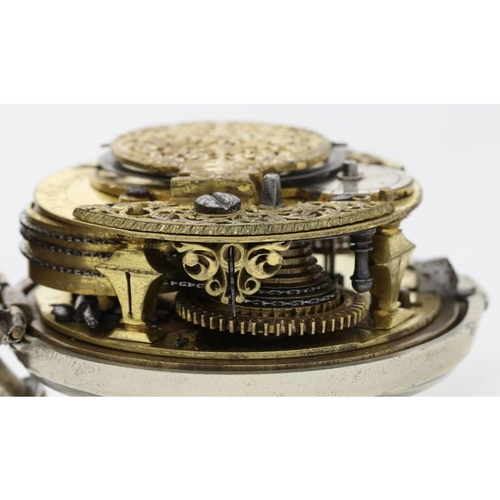 84 - Richard Williamson, London - early 18th century English pair cased verge pocket watch, the deep full... 