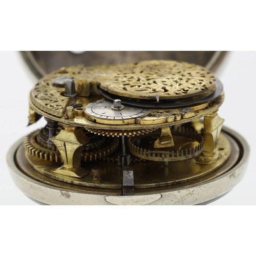 84 - Richard Williamson, London - early 18th century English pair cased verge pocket watch, the deep full... 