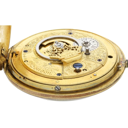 9 - Henry Harris, London - early 19th century English duplex gilt-metal pocket watch, signed fusee movem... 