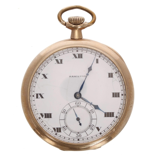 907 - Hamilton Watch Co. gold plated lever dress pocket watch, circa 1921, serial no. 1819117, signed cal.... 