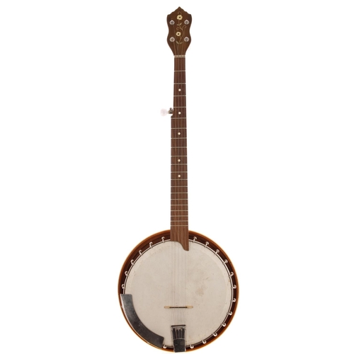 61 - Bernie Marsden and Ricky Tomlinson - five string resonator banjo, within a Brandoni Custom soft bag*... 