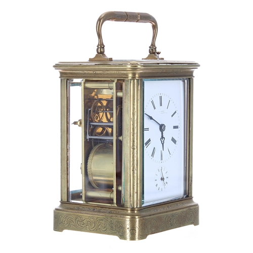 1257 - Good Rollin of Paris repeater carriage clock with alarm, indistinctly signed Bennett...Cheapside on ... 