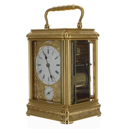 1258 - Fine Grande Sonnerie repeater carriage clock with alarm, the movement back plate stamped Klaftenberg... 