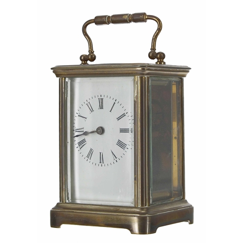 1259 - Carriage clock timepiece within a corniche brass case, 6