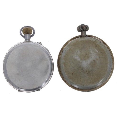 1089 - Longines Baume nickel cased Goliath pocket watch, the movement signed Longines Baume with plain bala... 