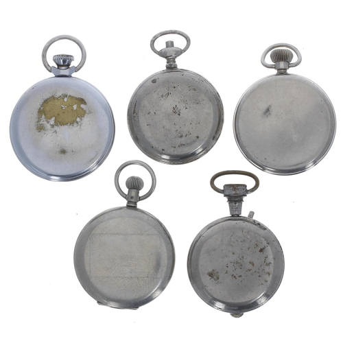 1091 - Ingersoll Triumph chrome cased pocket watch, 51mm; together with a Westclox Pocket Ben chrome cased ... 