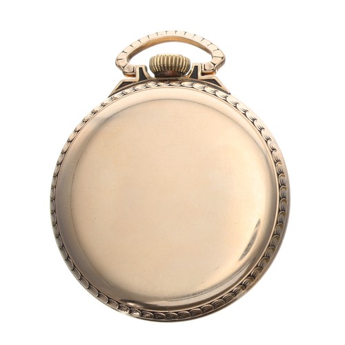 852 - American Waltham 'Vanguard' 10k gold filled pocket watch with 'up/down' power reserve indicator, cir... 