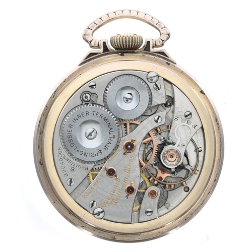 852 - American Waltham 'Vanguard' 10k gold filled pocket watch with 'up/down' power reserve indicator, cir... 