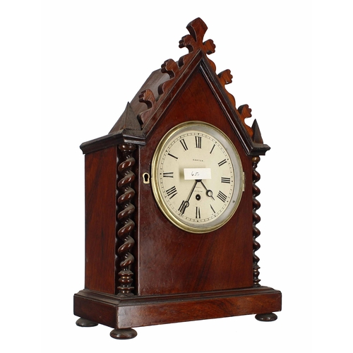 1503 - Unusual rosewood gothic mantel timepiece, the 4.5