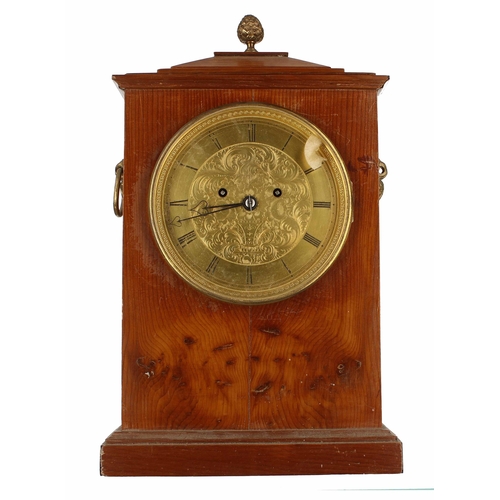 1504 - English maple two train mantel clock striking on a gong, the 5.5