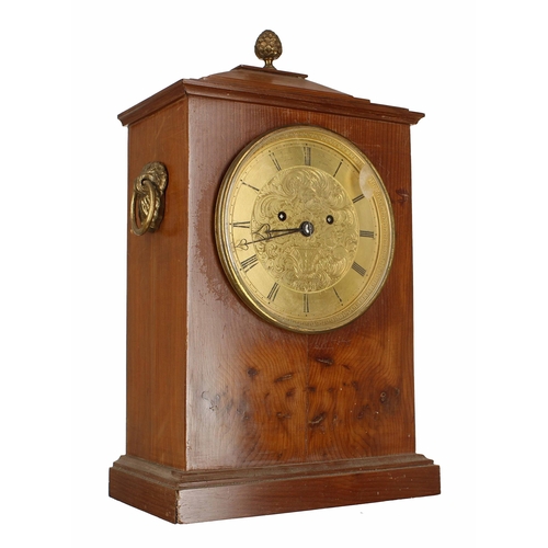 1504 - English maple two train mantel clock striking on a gong, the 5.5