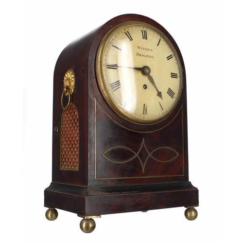 1507 - English mahogany single fusee mantel timepiece, the 6.5