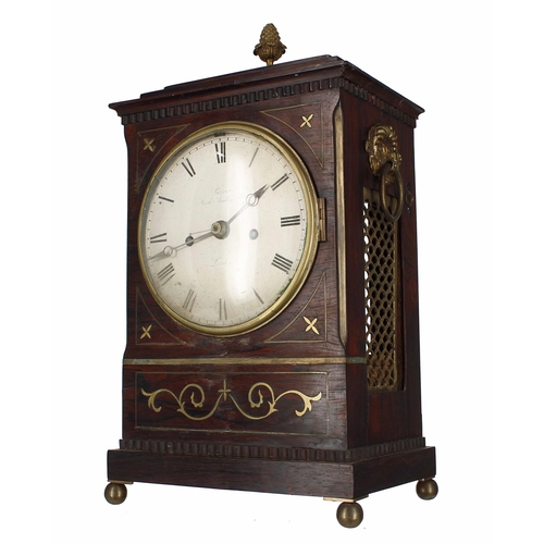 1508 - English rosewood double fusee mantel clock, the 6