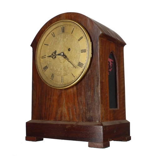 1517 - English walnut double fusee bracket clock, the 7.25