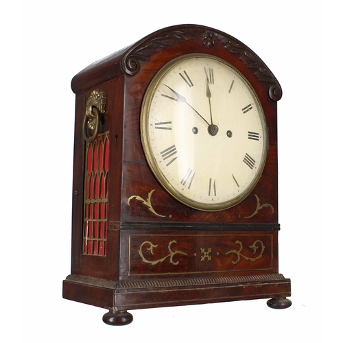 1518 - English rosewood double fusee bracket clock, the movement with locking pendulum and striking on a be... 