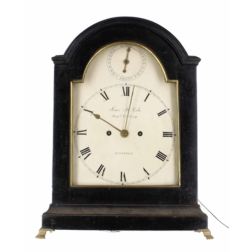 1519 - English ebonised double fusee bracket clock, the 8