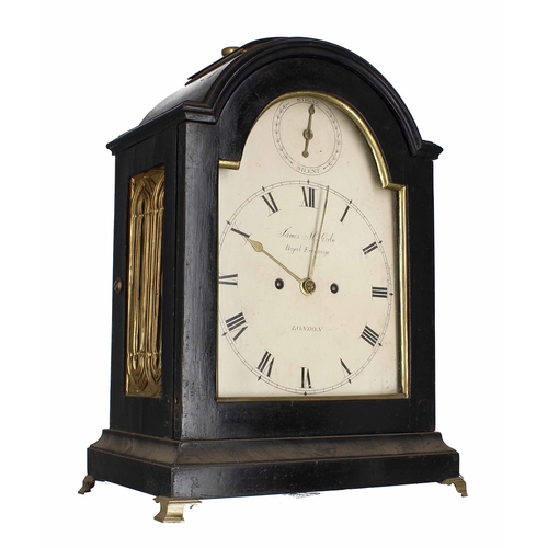 1519 - English ebonised double fusee bracket clock, the 8