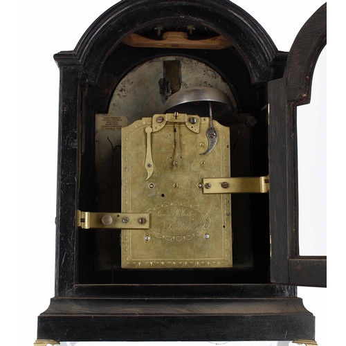 1519 - English ebonised double fusee bracket clock, the 8