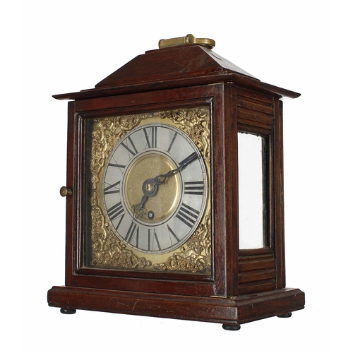 1537 - Stained wooden single fusee bracket clock, the 7.5