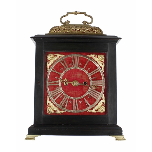 1534 - English ebonised double fusee bracket clock, the 7.5