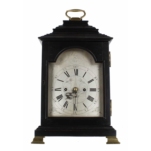 1535 - English ebonised double fusee bracket clock, the 7.5