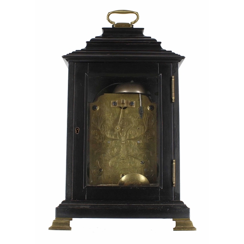 1535 - English ebonised double fusee bracket clock, the 7.5