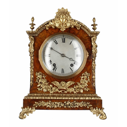 1540 - Good walnut Lenzkirch two train ting-tang mantel clock, the movement back plate signed and numbered ... 