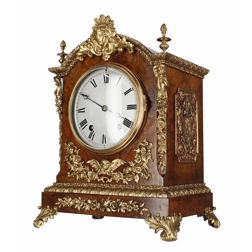 1540 - Good walnut Lenzkirch two train ting-tang mantel clock, the movement back plate signed and numbered ... 