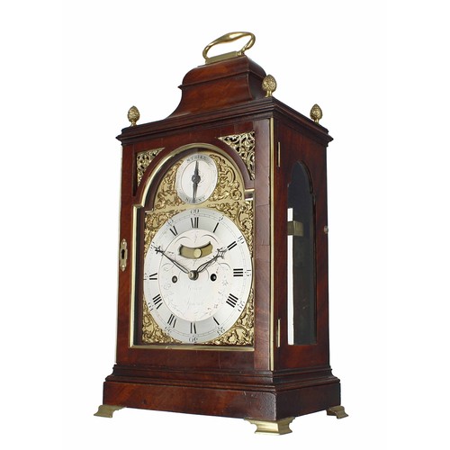 1309 - Good English mahogany double fusee original verge bracket clock, the 7