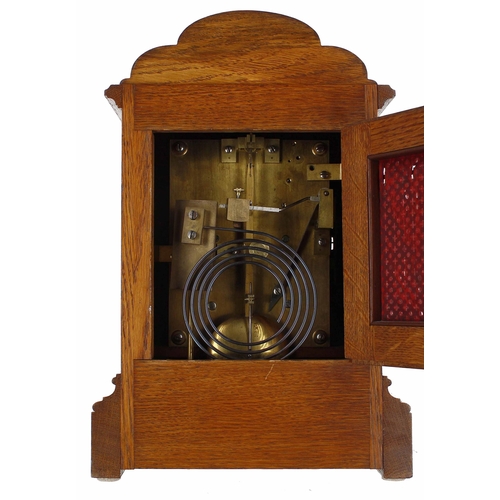 1541 - Good oak double fusee bracket clock, the 5.5