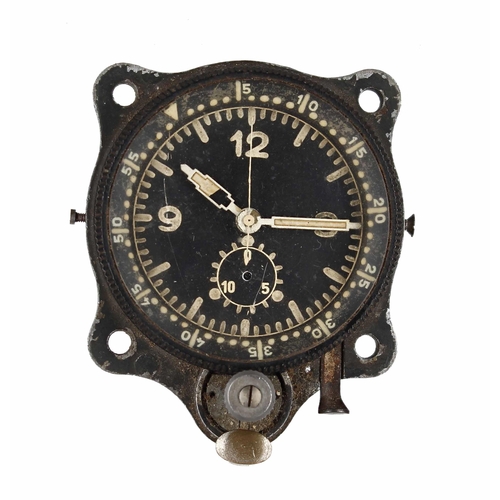 2512 - Junghans 'Borduhr' WWII German Luftwaffe aircraft cockpit clock, the movement stamped J30 BZ, the di... 