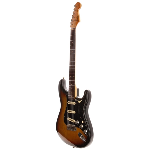 396 - 1962 Fender Stratocaster electric guitar, made in USA; Body: three-tone sunburst poly refinish, many... 