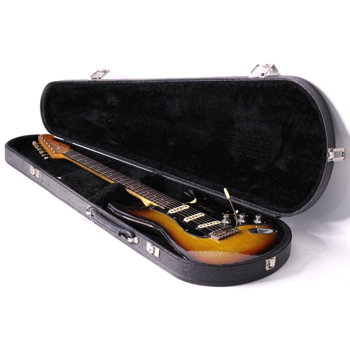 396 - 1962 Fender Stratocaster electric guitar, made in USA; Body: three-tone sunburst poly refinish, many... 