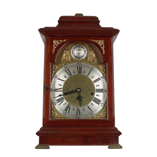 2309 - Contemporary mahogany three train bracket clock, the 7