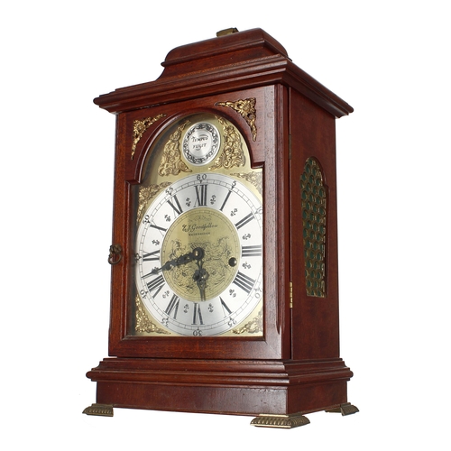 2309 - Contemporary mahogany three train bracket clock, the 7