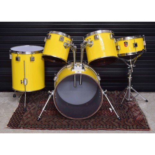 1534 - Eddie Ryan 1988 signed Custom made 5 piece drum kit, with Split Mahogany Shells in Tony William Yell... 