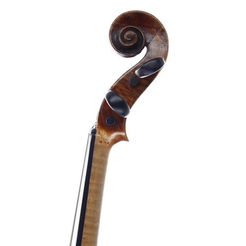 2410 - Interesting violin circa 1830, possible Bohemian, unlabelled, the one piece back of faint fine curl ... 