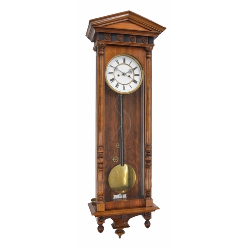 2608 - Good walnut Lenzkirch double weight Vienna regulator wall clock, the 7